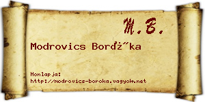 Modrovics Boróka névjegykártya
